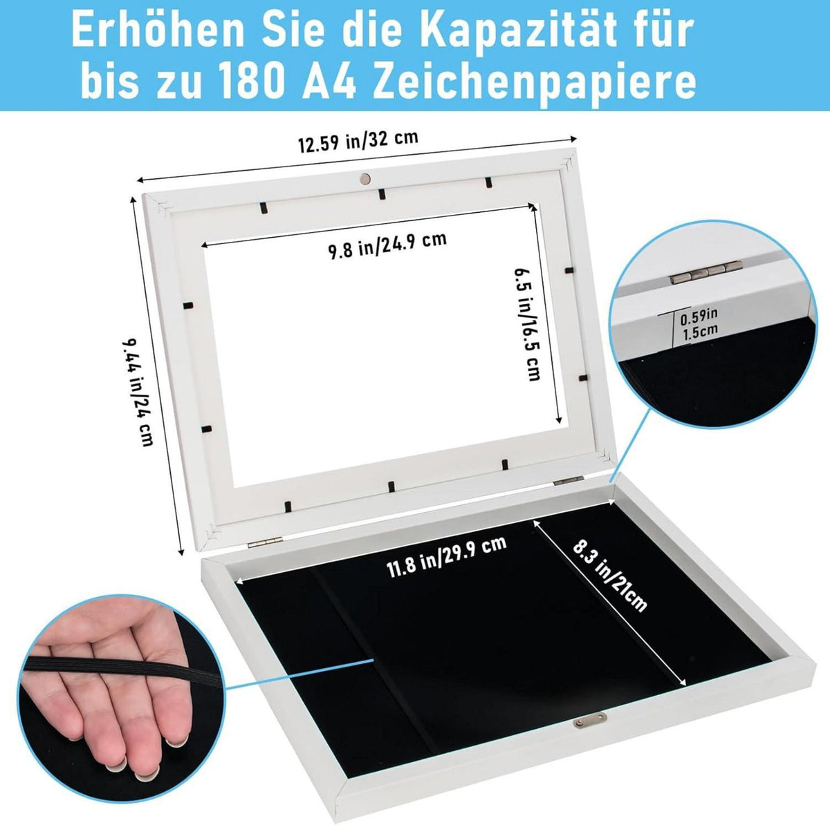 Bilderrahmen Kinder Kunst A4 Frontöffnung Weiß 2er-Pack