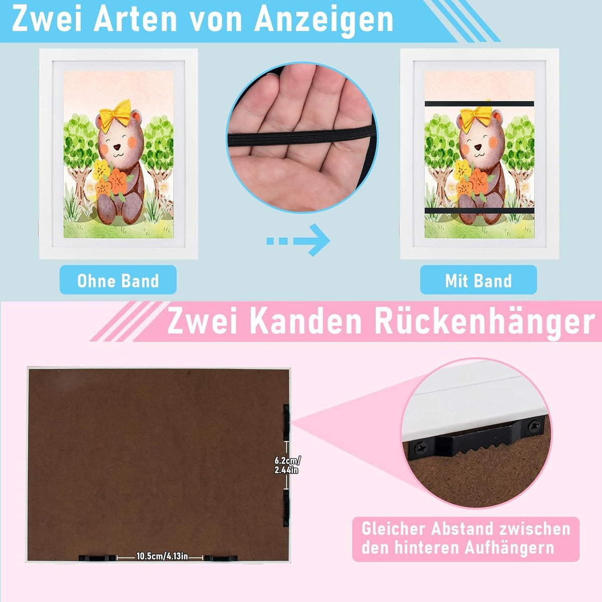 Kunstrahmen A4 Kinderzeichnungen Wechselrahmen für Kinderbilder 2 Stück