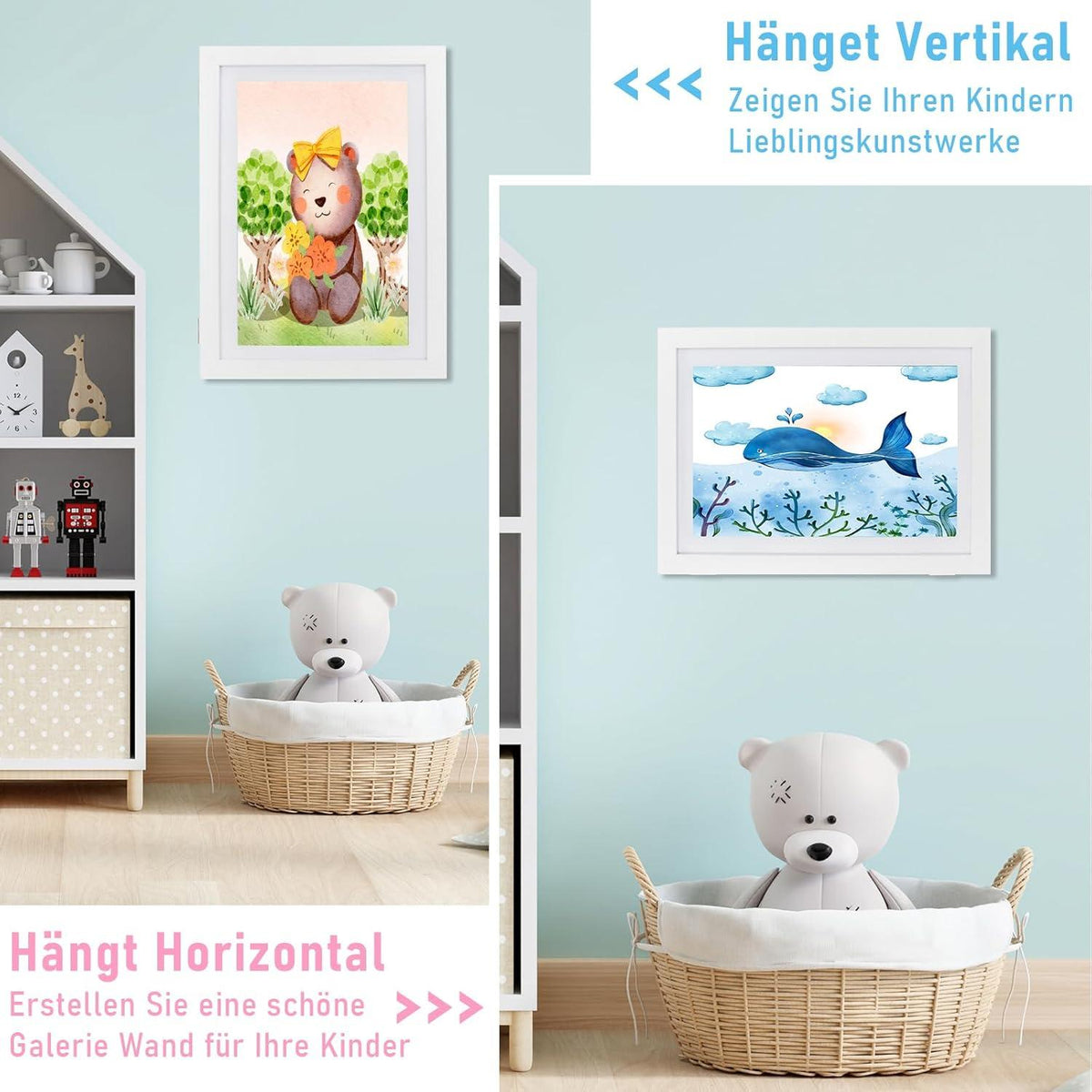 Kinder Kunstbilderrahmen A4 für Kinderzeichnungen 2er Set