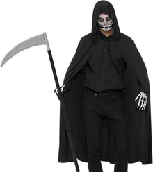 Halloween Umhang Schwarz Set Sensenmann Kostüm XL 190cm