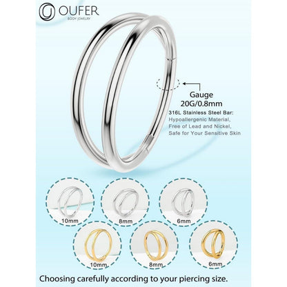 Chirurgenstahl Nasenring 0.8mm Gold 8mm für Damen & Herren