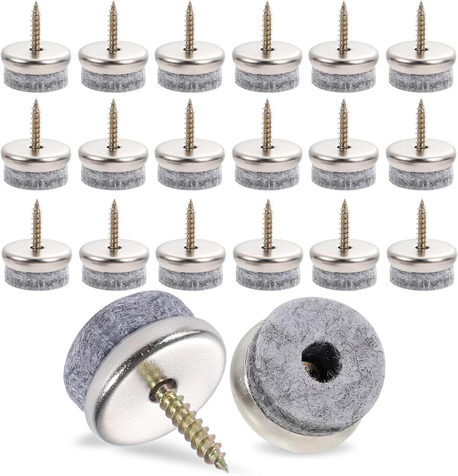 40 Filzgleiter Schrauben 22 mm Stuhl Möbelgleiter Nagel Filz Grau
