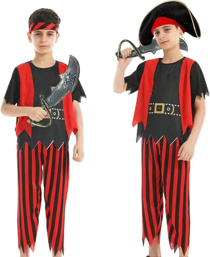 Piratenkostüm Kinder Unisex Halloween Verkleidung Set 7-8
