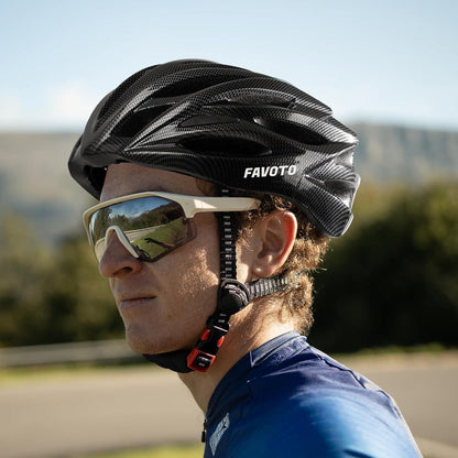 Fahrradhelm Erwachsene Schwarz Kohlefasern Abnehmbar Atmungsaktiv Verstellbar