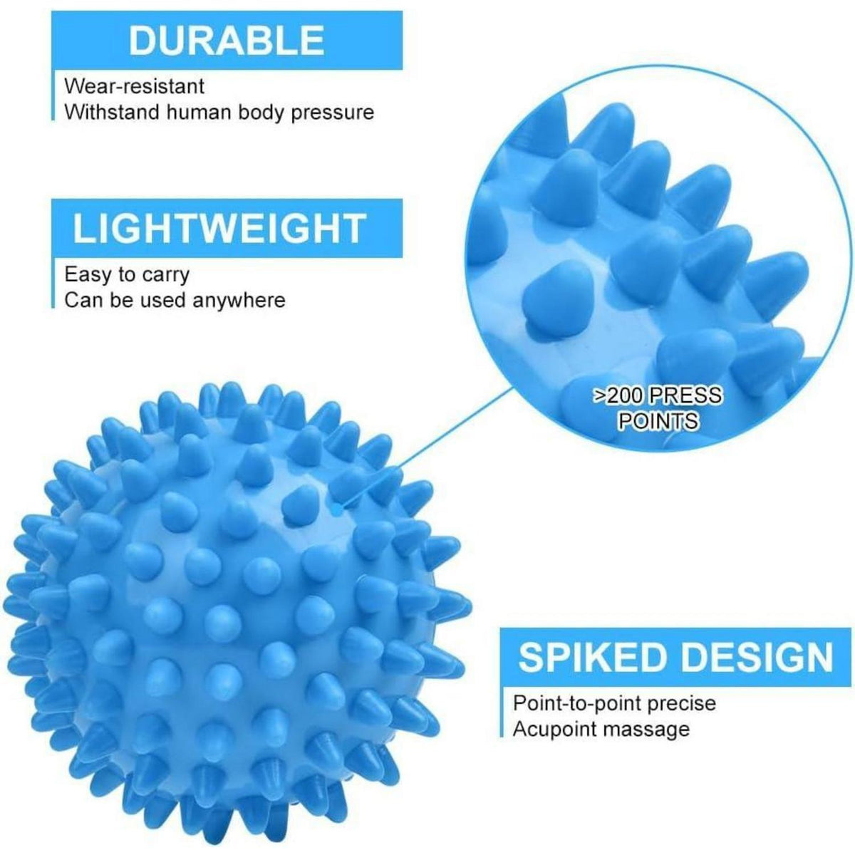 Faszienball Set Blau, 2er Hart mit Noppen für Muskelverspannungen
