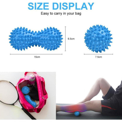 Faszienball Set Blau, 2er Hart mit Noppen für Muskelverspannungen