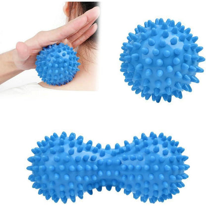 Faszienball Set Blau, 2er Hart mit Noppen für Muskelverspannungen