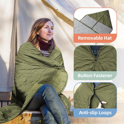 JAICOM Outdoor Decke 100% wasserdicht Schafwoll-Picknickdecke 140x200cm Blau