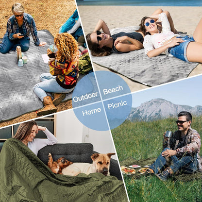 Wasserdichte Outdoor Decke 140x200cm Schafwolle Camping Grün