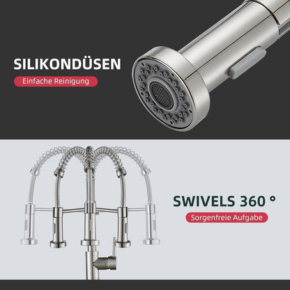 Ausziehbare Küchenarmatur mit Sprühkopf – Gebürstetes Nickel