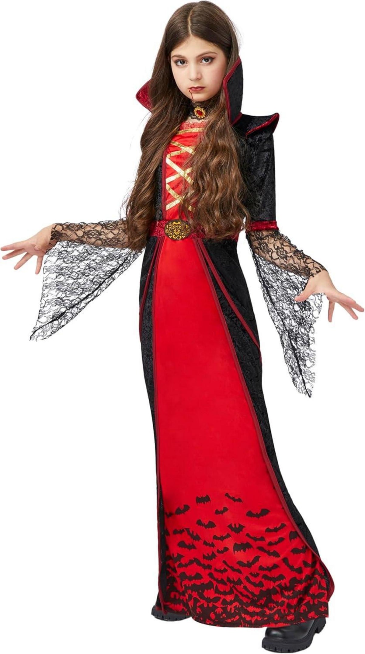 Spooktacular Royal Vampir Mädchen Kostüm Set XL (12–14 Jahre) XXL (14 - 16