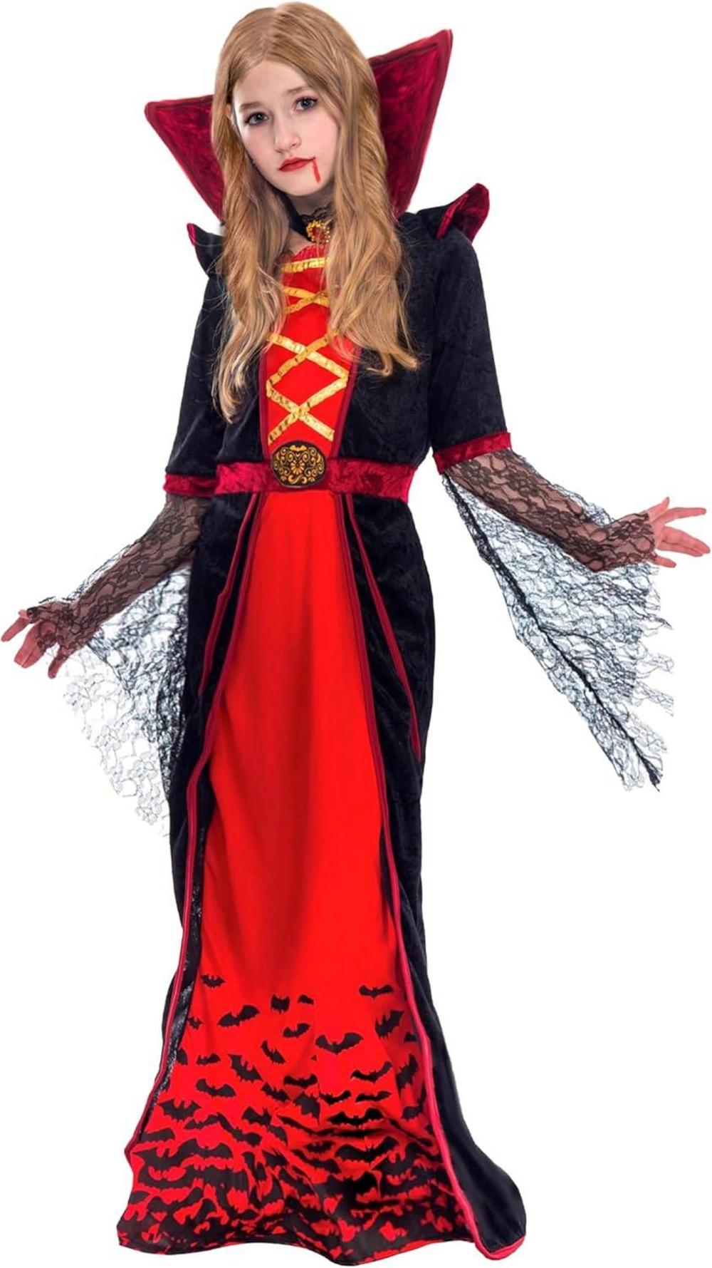 Spooktacular Royal Vampir Mädchen Kostüm Set XL (12–14 Jahre) XXL (14 - 16