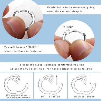 6 Paar Silber 925 Ohrringe Damen Mädchen Creolen Ohrstecker Zirkonia
