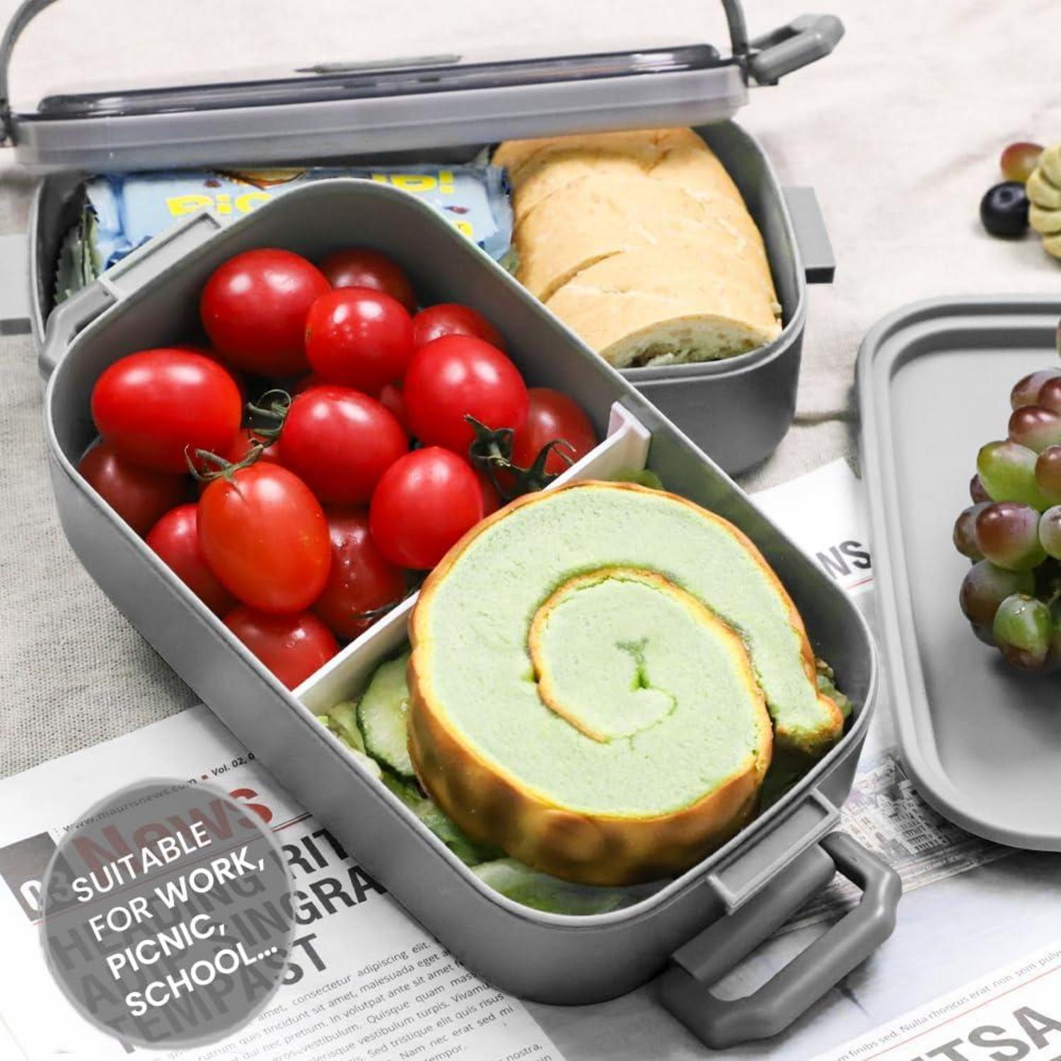 Bugucat Lunchbox 1600ML Bento Box Auslaufsicher Grau
