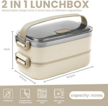 Bugucat Lunchbox 1600ML Bento Box mit Besteckset Beige