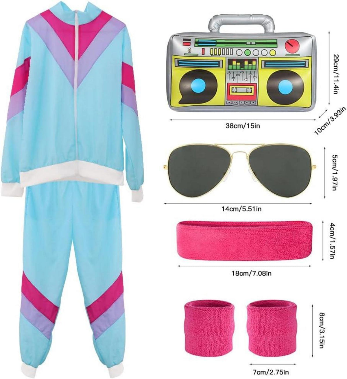 80er Jahre Trainingsanzug Herren Damen Retro Outfit 90er
