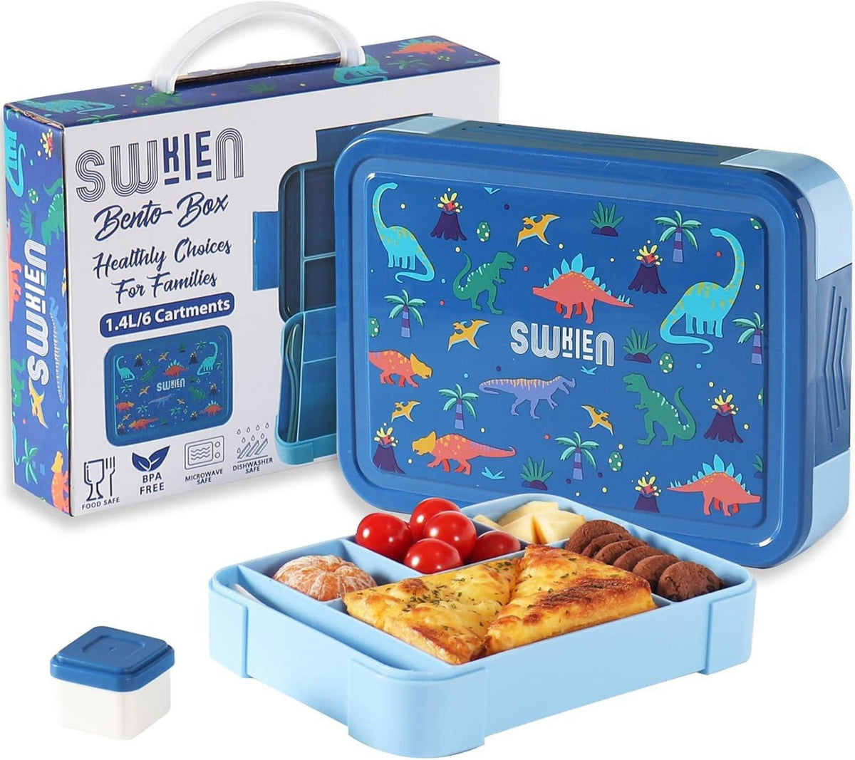 Swkien Brotbox Kinder Auslaufsicher 1300ml Lunchbox Blau