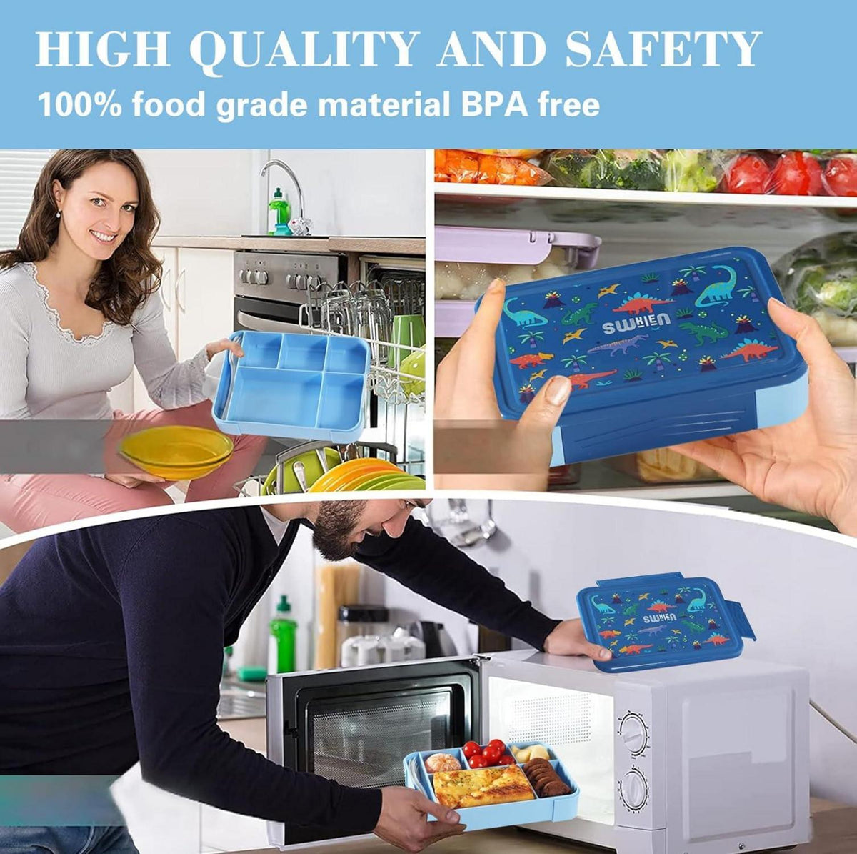 Brotdose auslaufsicher 1300ml Bento Box Kinder Lunchbox Blau
