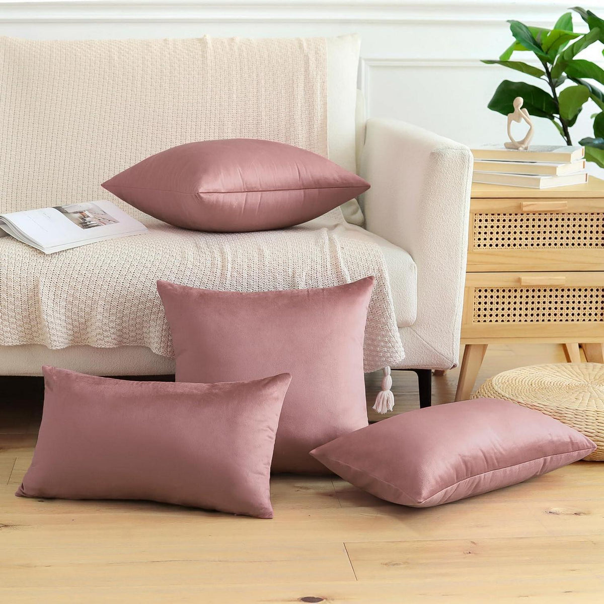 Samt Kissenbezüge 40x60 cm - 2er Set Altrosa