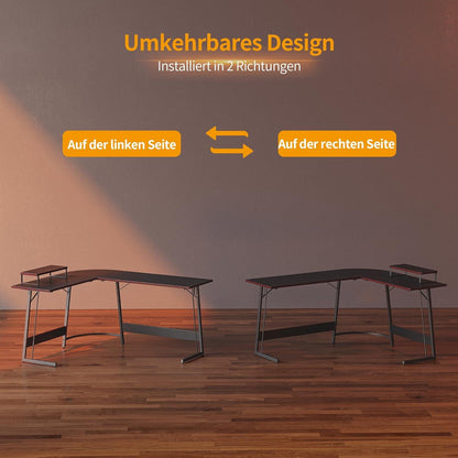 Gaming Eckschreibtisch 170 x 120 cm Kohlefaseroberfläche