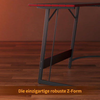 Gaming Eckschreibtisch 170x120 cm Kohlefaseroberfläche Schwarz