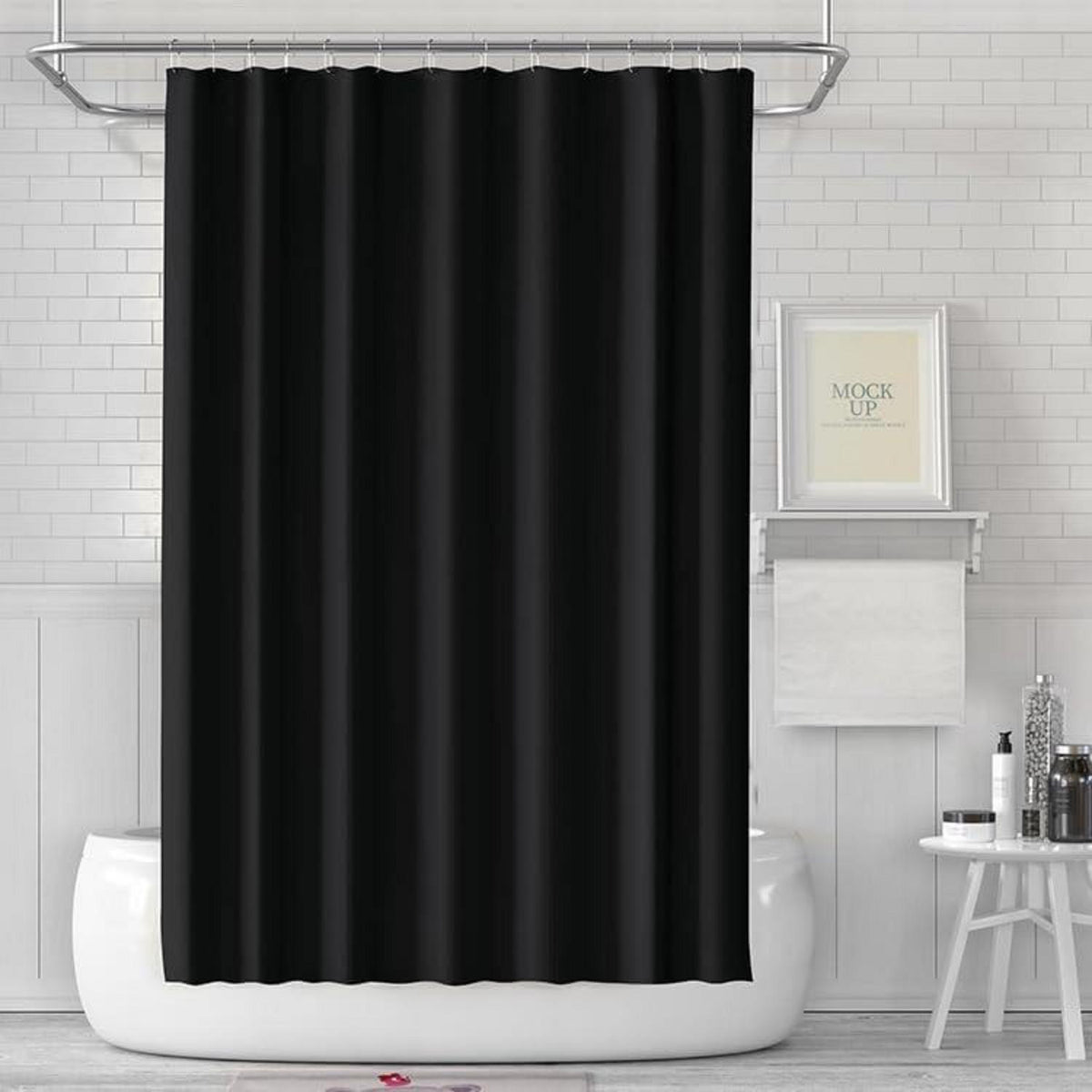 Duschvorhang Anti-Schimmel Stoff Wasserdicht Waschbar PEVA Schwarz