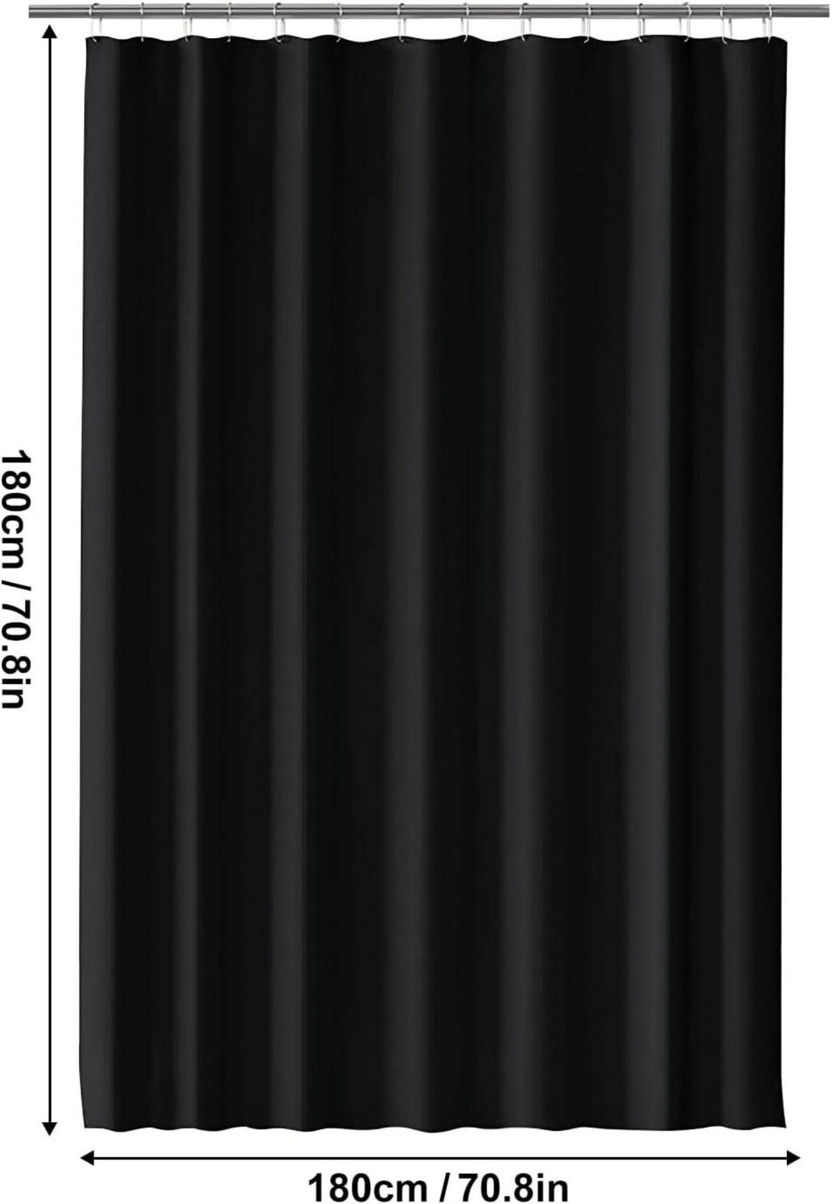 Duschvorhang 180x180 cm Wasserdicht Waschbar PEVA Schwarz