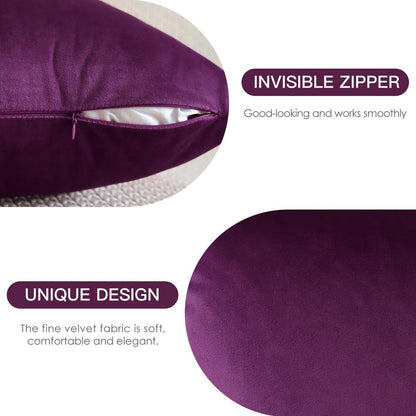 Samt Kissenbezüge 60x60 cm Aubergine Lila - 2er Set