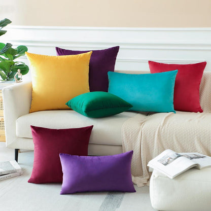 Samt Kissenbezüge 60x60 cm Aubergine Lila - 2er Set