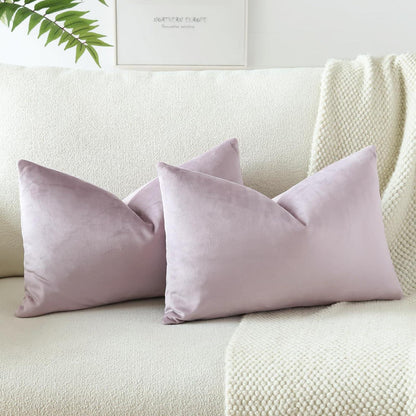 Samt Kissenbezüge 40x60 cm - Rosa Lila 2er Set