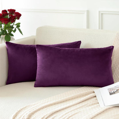 Samt Kissenbezüge 40x60 cm Aubergine Lila - 2er Set