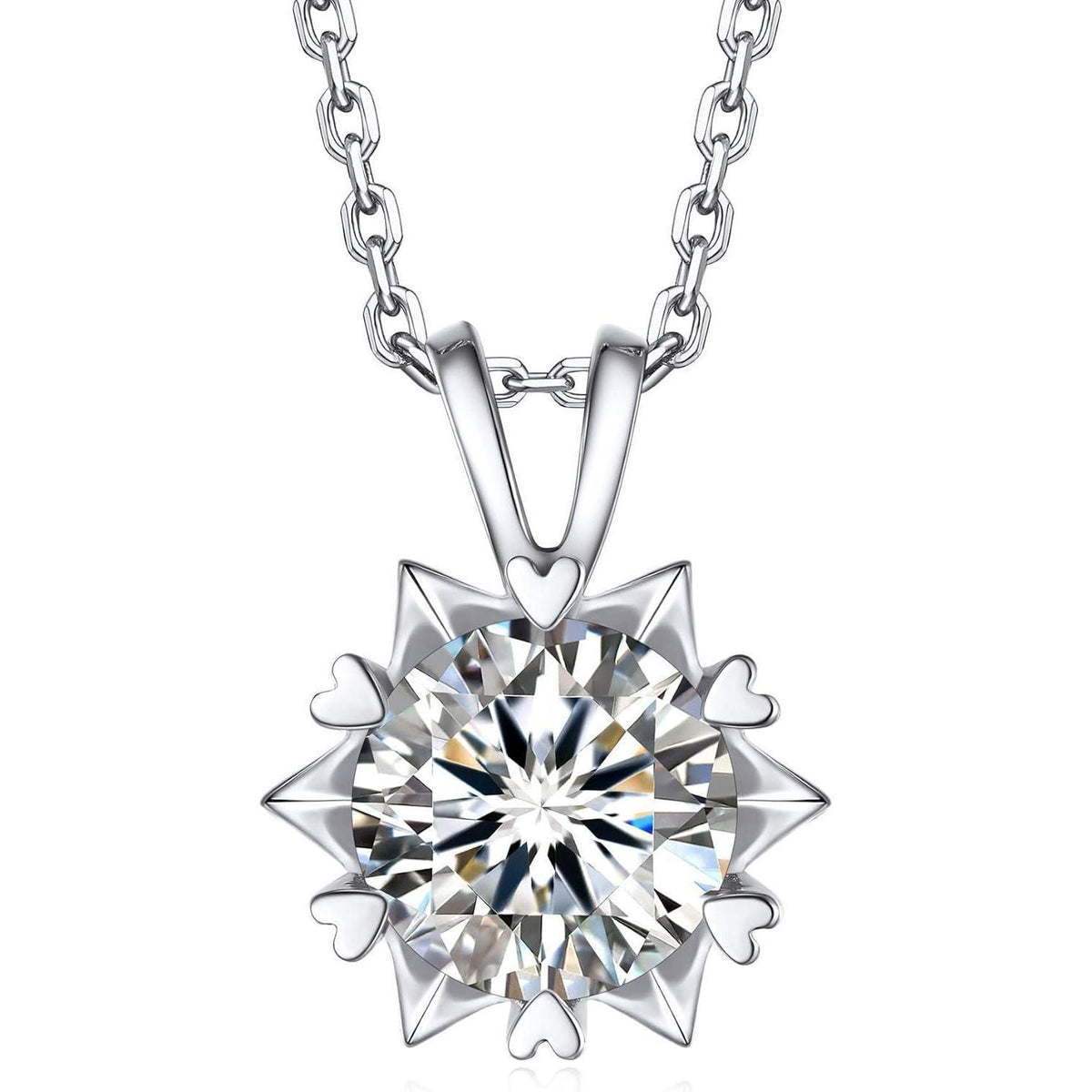 Moissanit Halskette Damen Silber 925, 2 Karat Schneeflocke Anhänger