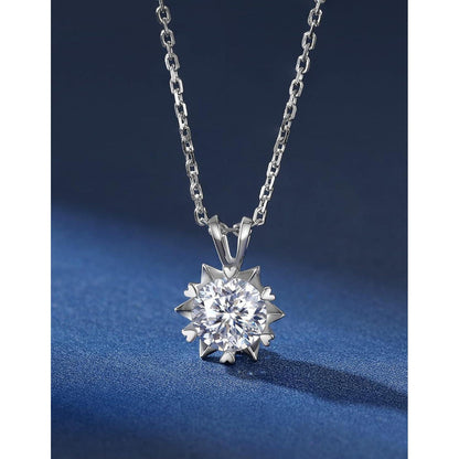 Moissanit Halskette Damen Silber 925, 2 Karat Schneeflocke Anhänger