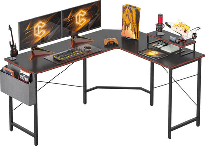 Gaming Eckschreibtisch 150x120cm mit Monitorständer Schwarz