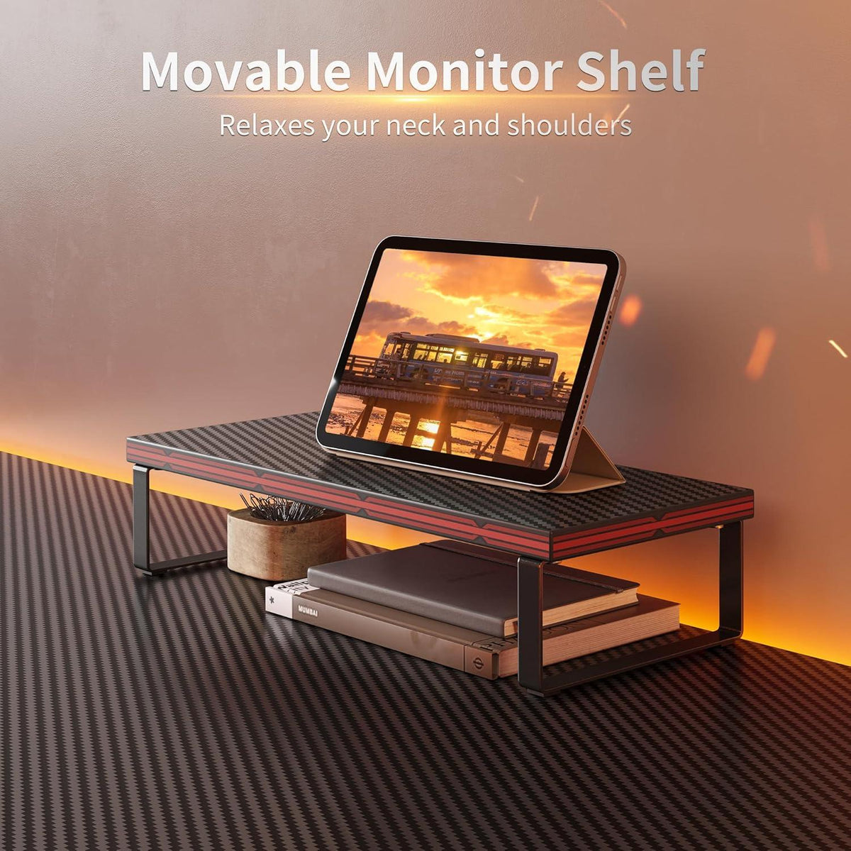 Gaming Tisch Eckschreibtisch 150x120cm mit Monitorständer Schwarz