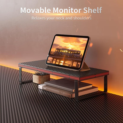 Gaming Tisch Eckschreibtisch 150x120cm mit Monitorständer Schwarz