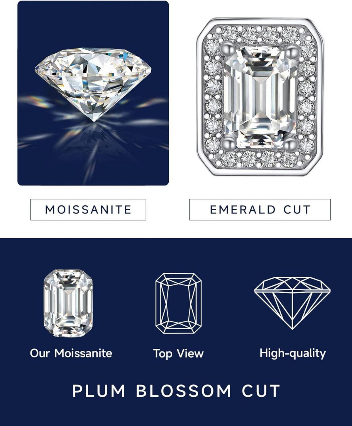 Moissanit Ohrringe Silber 925 Damen 1/2 Karat Ohrstecker Hypoallergen Halo Diamant 5mm/6.5mm