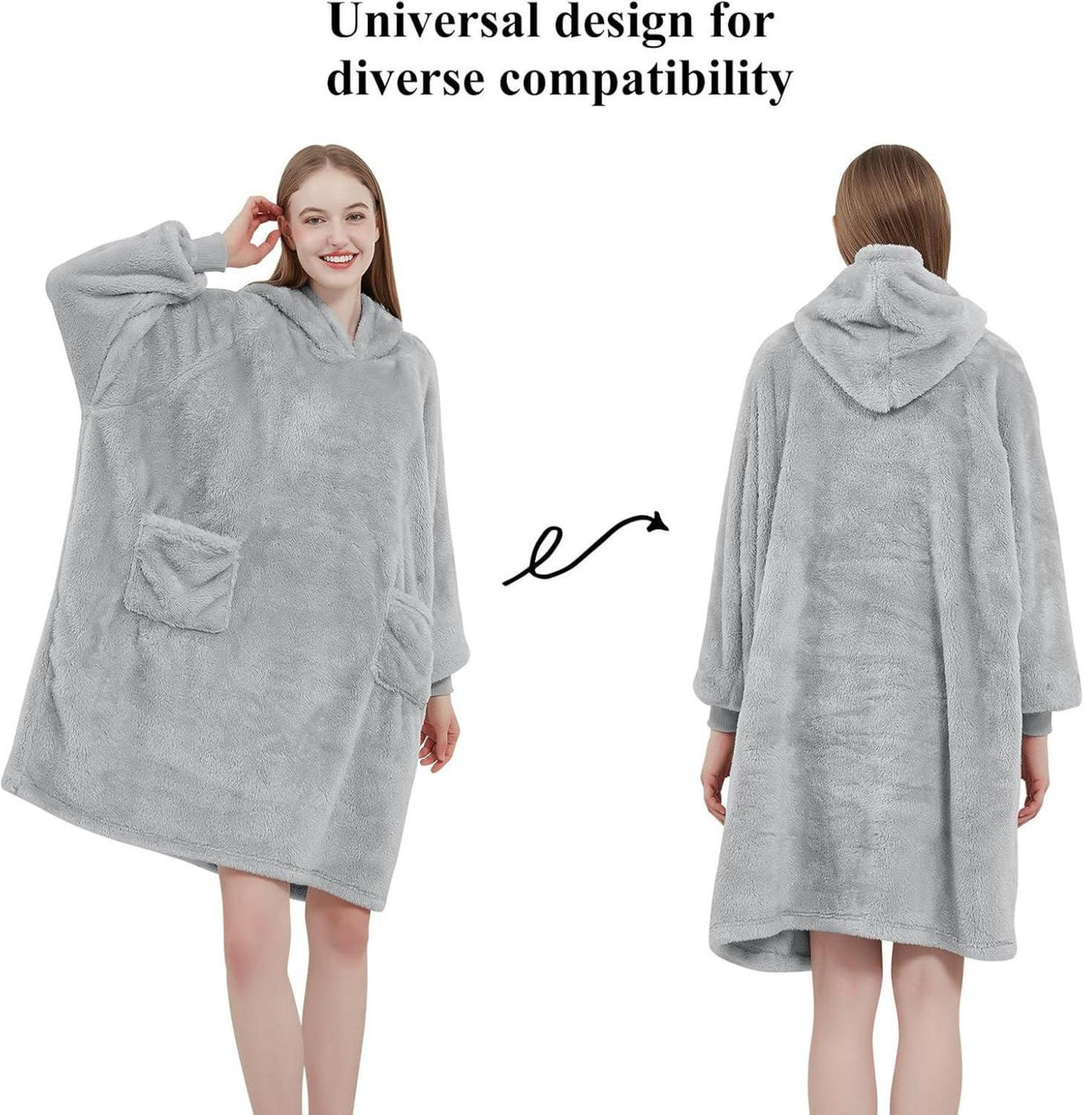 Kuschelige Hoodie Decke mit Ärmeln und Kapuze für Damen - Flauschige