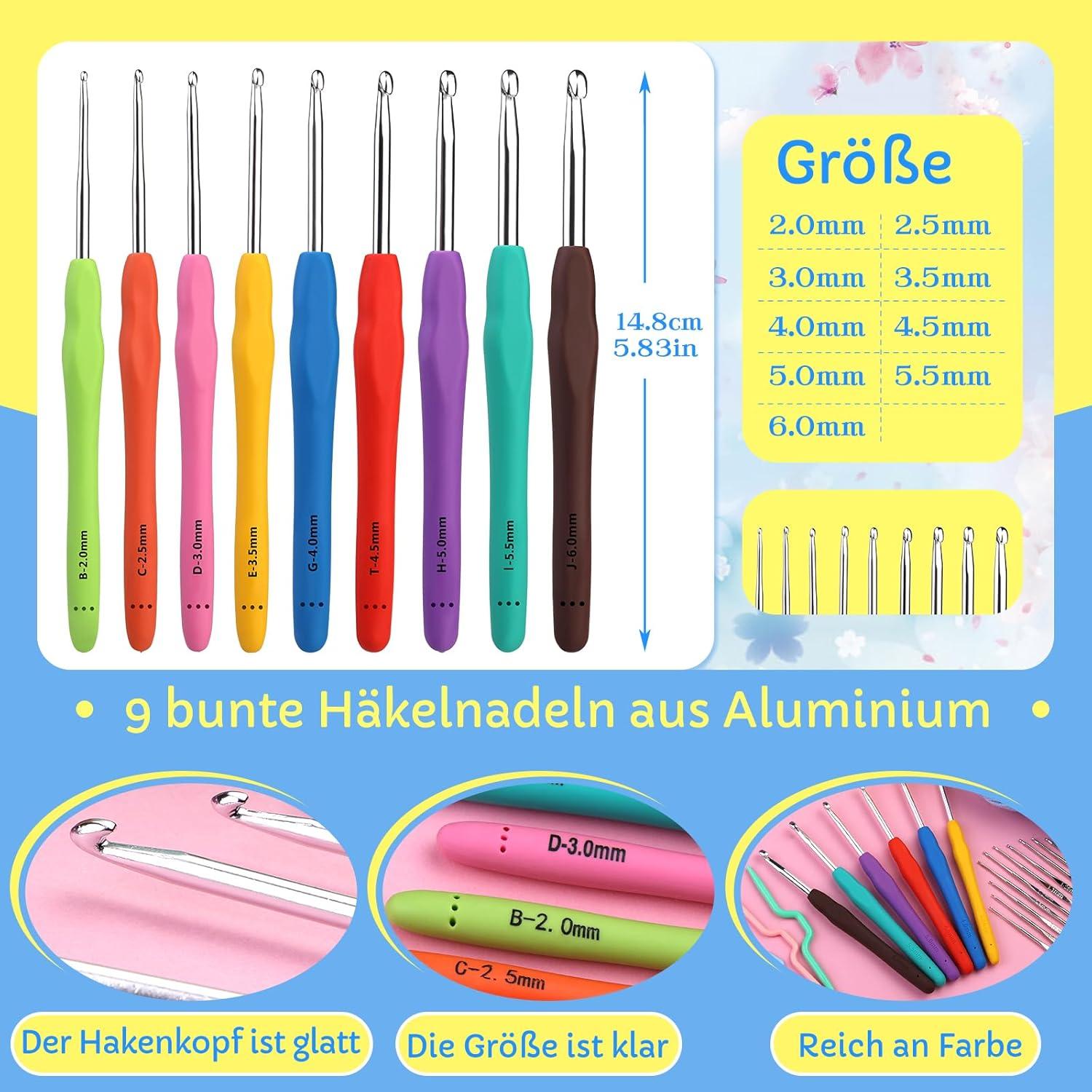 82-teiliges Häkelset mit Garn und Nadeln für Anfänger