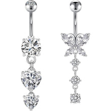 Bauchnabelpiercing 2er Set 10mm Herz Chirurgenstahl Silber Gold