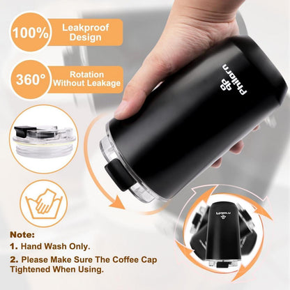 Isolierter Kaffeebecher für unterwegs 380ml Edelstahl Schwarz