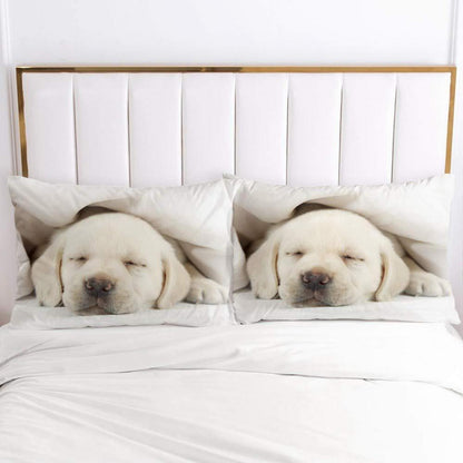 Jungen Bettwäsche 135x200, 4-teilig, Labrador Hund 3D Muster Weiß