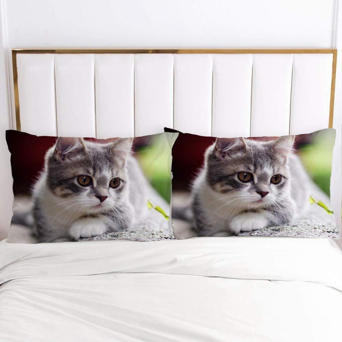 Kinder Bettwäsche Set 135x200 Grau Katze 3D Mikrofaser