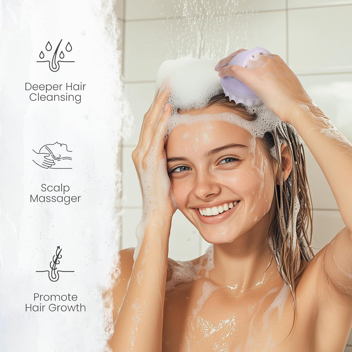 Kopfhaut Massagebürste Shampoo Bürste Weizenstroh Silikon Scalp