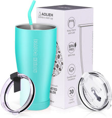 30OZ Isolierter Thermobecher mit Deckel, Strohhalm - Edelstahlbecher