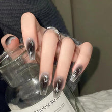 24 Stück Künstliche Nägel French Schwarz Ballerina Mond Design