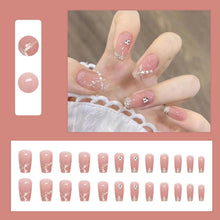 24 Stück Kurze Eckige Kunstnägel Rosa Glitzer Press on Nails
