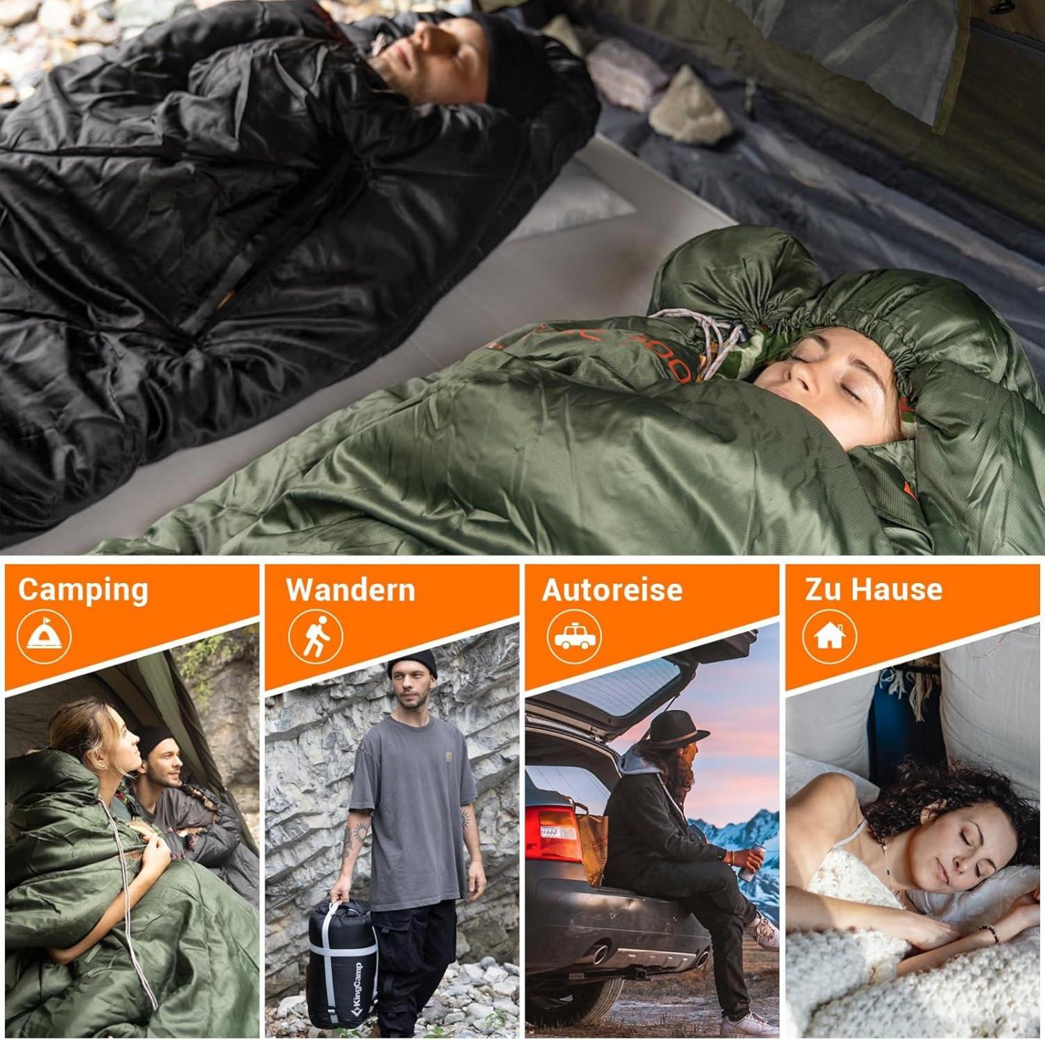 Flanellschlafsack 4 Jahreszeiten XXL warm mit Armöffnungen Green