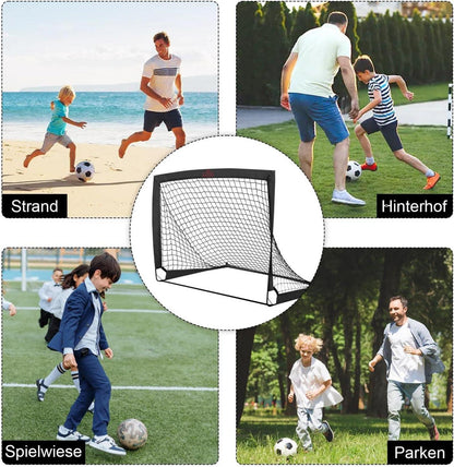 Fußballtor 2er Set Kinder Pop-up Tor faltbar Outdoor Tragetasche
