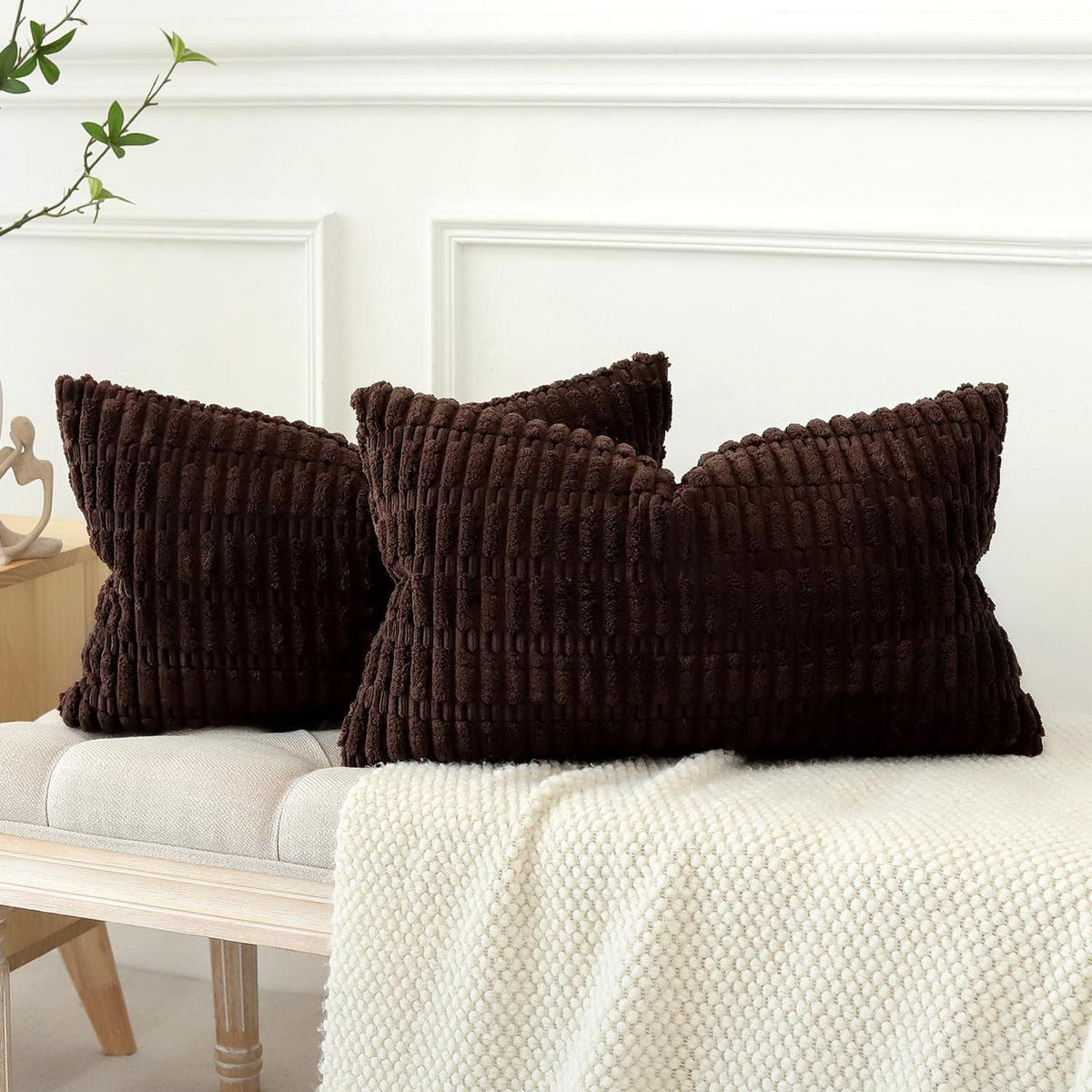 Kordsamt Kissenbezüge 40x60 cm - 2er Set, Schokolade